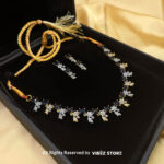 Sapphire Floral Drop Necklace Gold Tone & Crystal Jewelry
