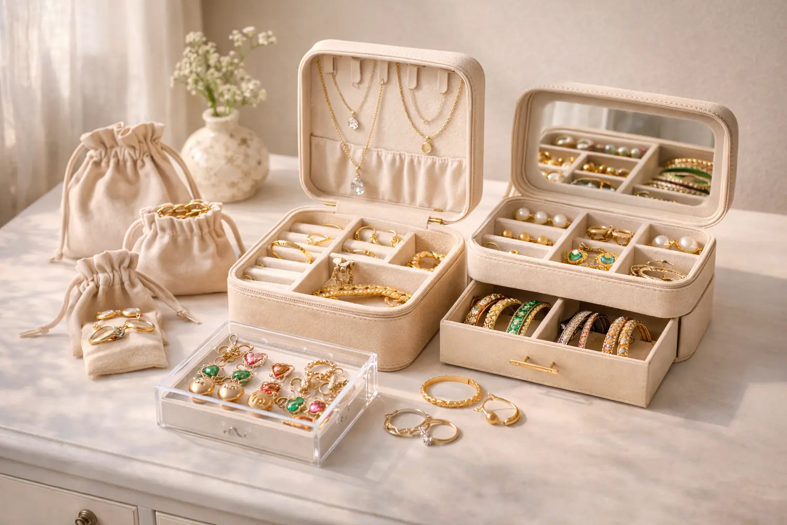 Gold Plated vs Artificial Jewellery: Which Is Better in Pakistan? (2026 Guide) 10 Proper jewellery storage setup with pouches and compartments to maintain shine and prevent damage