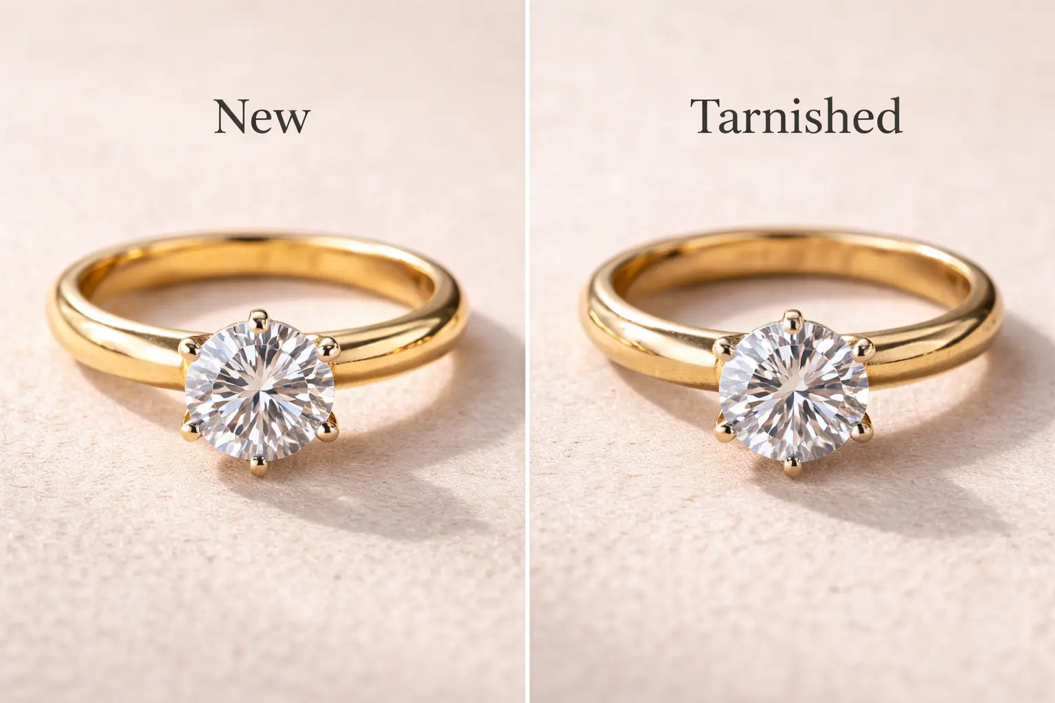 Gold Plated vs Artificial Jewellery: Which Is Better in Pakistan? (2026 Guide) 8 Comparison of new shiny jewellery and faded tarnished piece showing color loss and wear over time
